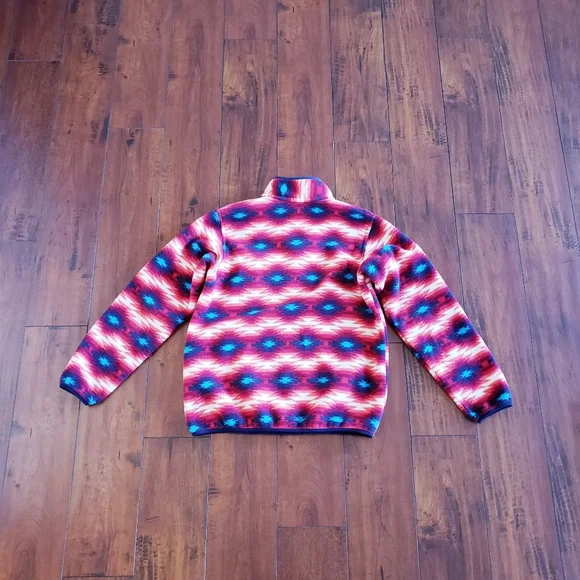 Patagonia Women’s Wild Desert Synchilla Snap T Fleece Pullover Red Aztec Print M - Picture 6 of 16